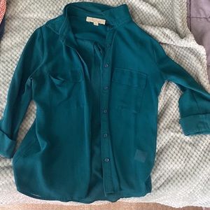 Lightweight/chiffon button-up, teal, small